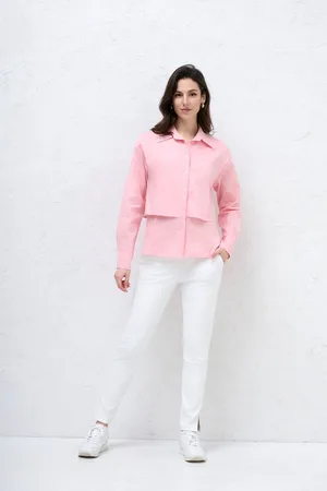 Merkloos Chastar Dames Blouse Dubbel Laags -