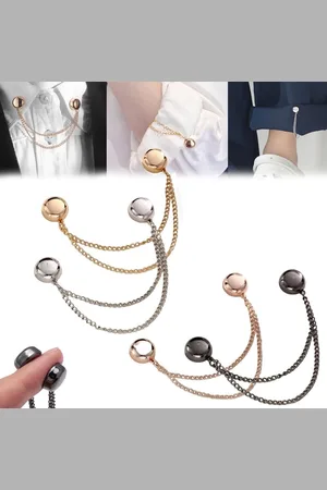 Merkloos Bevestigingsclip voor broekspijp - Vestclip Magnetisch - 4 Stuks - Vestklem - Magneet Broche Mini - Met Kettinkjes - Vestclip Dames - Vestspeld - Magnetische Broche - Hoofddoek Magneet - Sjaal - Blouse - Gebreide Jas - Jurken - Antislip Vas