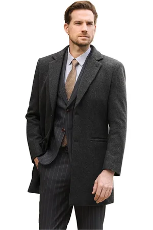 Allthemen Heren Winterjas Van Gemiddelde Lengte met Opstaande Kraag - Wollen Zakenjas - 3XL