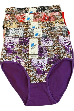Merkloos Dames Slips 5 pack - Katoenen - 1883 - Bloemenprint - M/L (38-40)