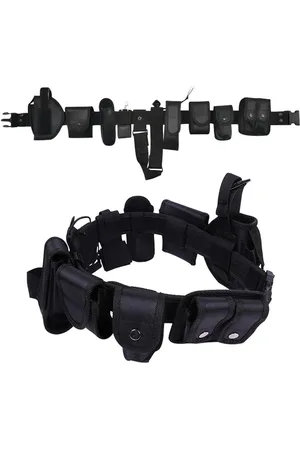 Merkloos Nylon waterdichte en duurzame militaire zwarte veiligheidsgordel 10 in 1 multifunctionele tactische riem - Politieveiligheidsbescherming voor wandelen