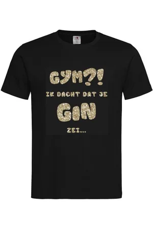 Merkloos T-shirt Unisex Volwassenen Lol - carnaval - kermis - feestje - grappig - verjaardag Tekst "Gym?! Ik dacht dat je GIN zei..." Op Voorkant | korte mouw | | maat XXL