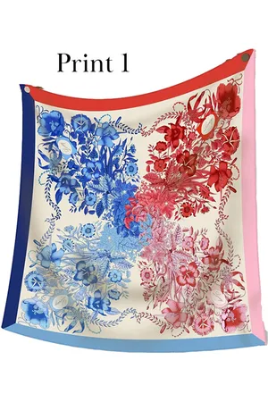 Giuliano Wildekleurensjaal - Blauw - Dames - Bloemen - Vierkant