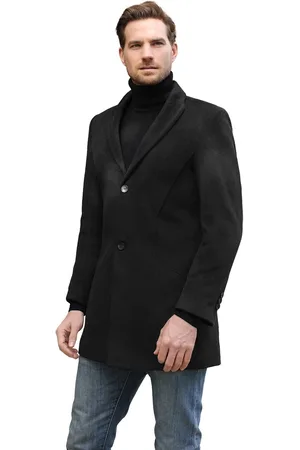 Allthemen Heren Lang Wollen Overcoat Klassieke Jas - Warme Winter Jassen - S