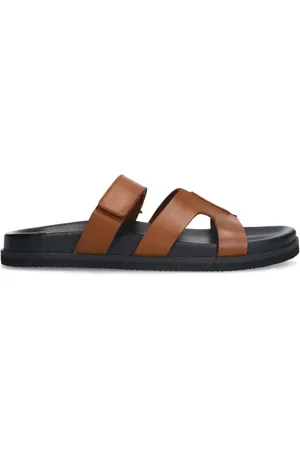 Manfield Dames - leren slippers met bandje