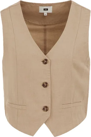 WE Fashion Dames gilet van linnenmix
