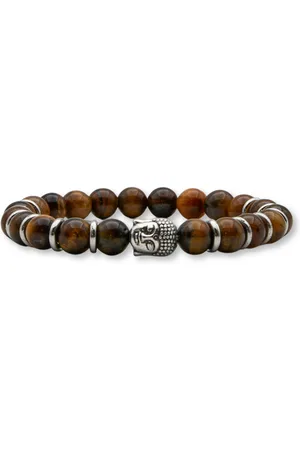 Marama Armband Buddha Tijgeroog - symbolisch - elastisch - tijgeroog - damesarmband - edelsteen tijgeroog - cadeauzakje - 18 cm