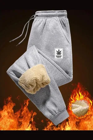 Merkloos Herensweatbroek met verstevigde fleece-voering, reguliere pasvorm, middelhoge taille, en trekkoord - Perfect voor casual weekenddracht in het najaar/winter.