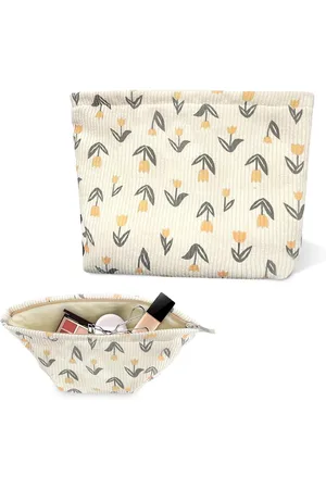Merkloos Make-uptas voor op reis - toilettas corduroy - multifunctionele cosmeticatas - draagbare beautycase - make-uptas reismake-uptas - toilettas voor dames - Reis cosmetische tas - html content - make-up opbergtas .