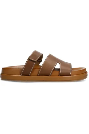 Sacha Dames - leren slippers met klittenband