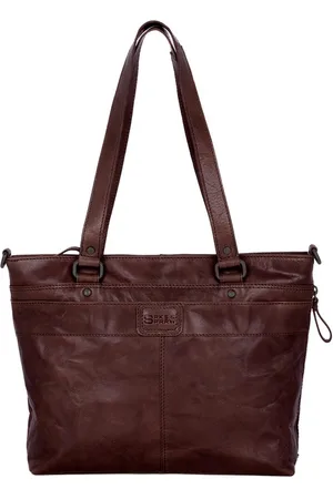Spikes&Sparrow Leren Shopper - Lavendar - Donkerbruin