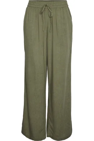 Pieces® Broek Pcpia Hw Wide Pants Wvn Noos 17149314 Deep Lichen Green Dames