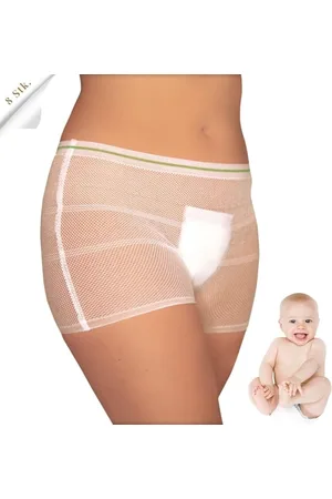 Karma Set van 8 postpartum netbroekjes Postpartum ondergoed voor na de bevalling en keizersnede, voor een veilige bescherming van uw maandverband na de geboorte. (L)