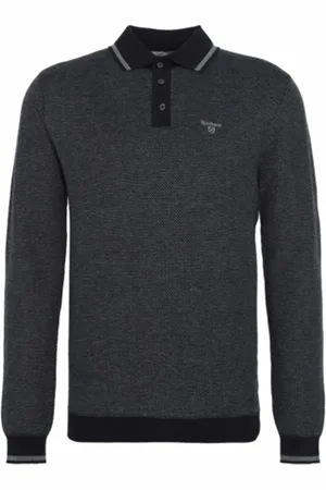 Barbour Polo Men Hilden Knitted Charcoal-XXL