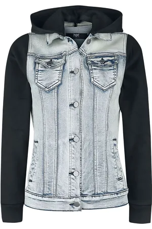 EMP Zwart denim jack met sweat mouwen Vrouwen - L