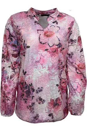 Merkloos Pink Lady blouse - blouse dames - E107 - print - LM - v-hals - maat XL
