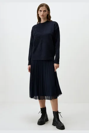 Jimmy Key Hoge Taille Geplooide Relaxte Pasvorm Midi Rok