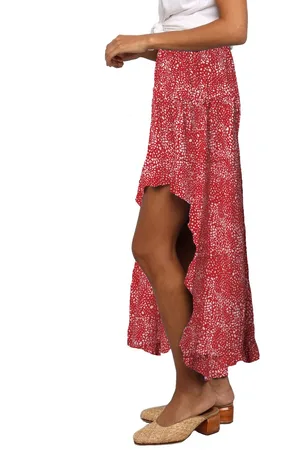 Merkloos Damesrok Boho Zomerrok Casual Midi-rok Hoge taille A-lijn strandrok S