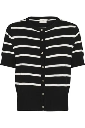 Kaffe Vest Kalizza Short Sleeve Cardigan 10509797 107263 Black/chalk Stripe Dames