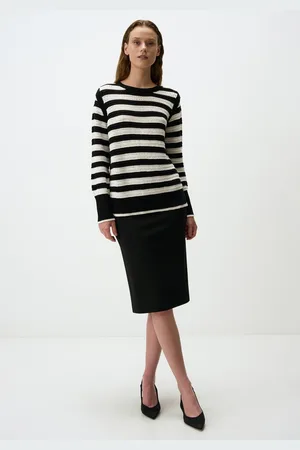 Jimmy Key Hoge Taille Strakke Pasvorm Midi Rok