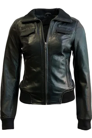 Merkloos Leren bomber dames jas - bomberdina - 44