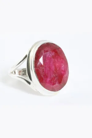 AsiAsia Ovale zilveren ring met robijn - maat 16