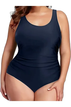 Merkloos Badpak dames- Plus Size Eendelig Badpak voor Vrouwen- Rekbare, Verwijderbare Pads Off-Shoulder Ontwerp Effen Kleur Y24-