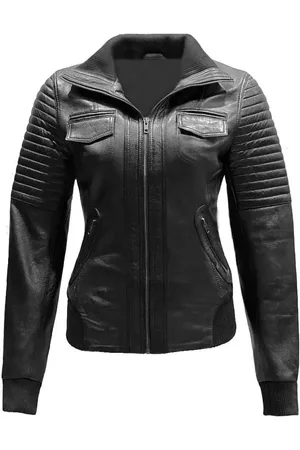 Merkloos Leren bomber dames jas Roma - L
