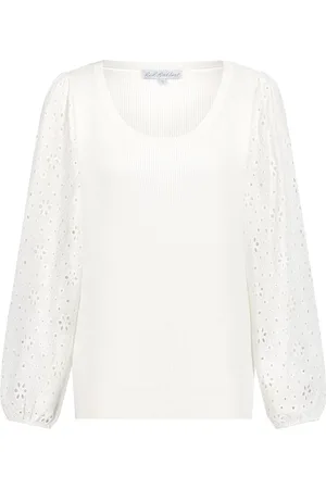 Red Button Trui Fanny Broderie Sleeves Srb4436 38 Off White Dames