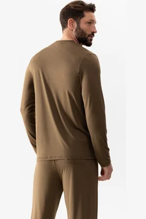 Mey T-Shirt Jefferson Lange Mouw Heren 65640 828 Mahagoni XL