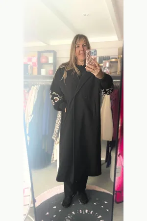 Merkloos Trenchcoat - lange jas - coat - Gebreide mouw - Leopard - Panter mouw - Kleur - One size