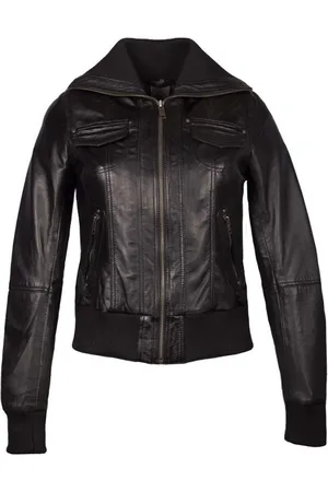 Merkloos Leren bomber dames jas bomberdina - S