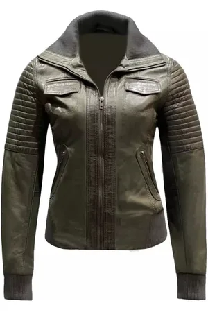 Merkloos Leren bomber dames jas Roma - L