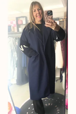 Merkloos Trenchcoat - lange jas - coat - Gebreide mouw - Tekst Love - Kleur - One size