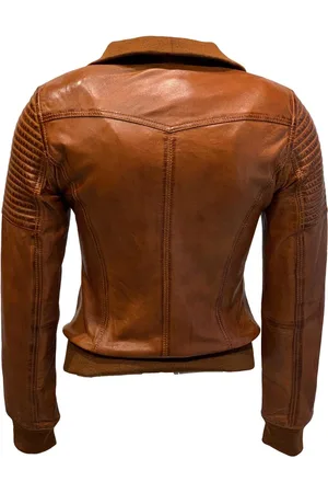 Merkloos Leren bomber dames jas -Roma - 42