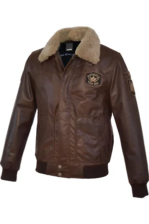 Merkloos Bruine Leren heren Piloten jack - Pierlo- 100% echt leer - 3XL