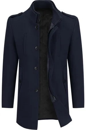 Allthemen Heren Wollen Winterjas met Opstaande Kraag - Kort Gevoerd Winterjack - L
