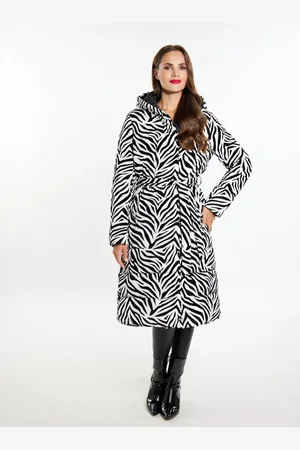 Merkloos Sexy elegante zwart witte zebra lange winter jas dames maat S