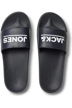 JACK & JONES JFWOLLIE SLIDER Logo Badslipper Antraciet
