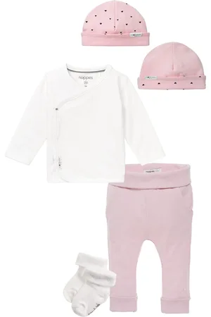 Noppies Kledingset - 4 delig - Broek Humpie - Overslag shirt Little wit - Muts - 1 paar witte sokjes