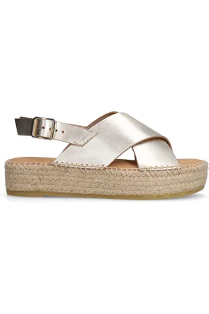 Sacha Dames - Gouden leren plateau sandalen