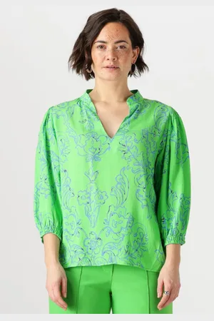 Jansen Amsterdam Leonie Blouse Wp 199 3/4 Puffed Sleeve Blouses Dames -