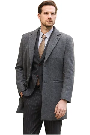 Allthemen Heren Winterjas Van Gemiddelde Lengte met Opstaande Kraag - Wollen Zakenjas - 3XL