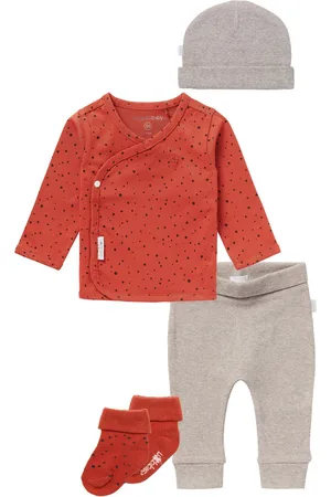 Noppies Kledingset - 5 delig - Broek Naura - Overslag shirt Lyoni ginger - Muts Nevel - 2 paar ginger sokjes