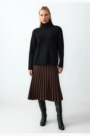 Jimmy Key Relaxed Fit Hoge Taille Geplooide Midi Rok
