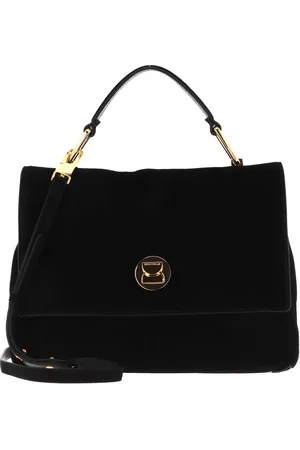 Coccinelle Leren Handtas Schoudertas Liya Suede Handbag Zwart