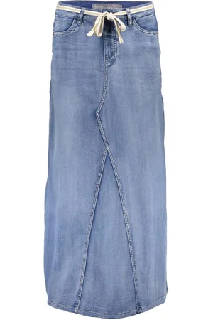 Geisha Rok Wijde Midi Rok 56006 10 Mid Blue Denim Dames