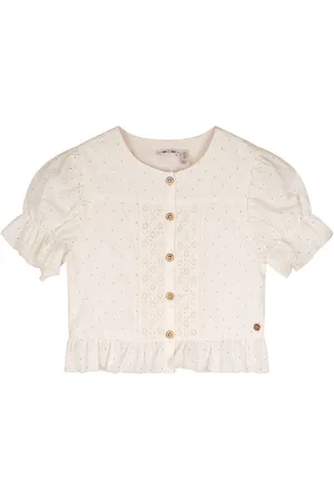 NoNo Zomer blouse meisjes Ivoor wit - korte mouw - embroidery - Tylia