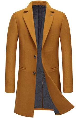 Allthemen Heren Winterjas Van Gemiddelde Lengte met Opstaande Kraag - Wollen Zakenjas - 3XL