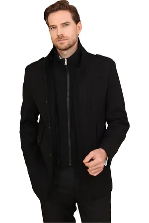 Allthemen Heren Wollen Winterjas met Opstaande Kraag - Kort Gevoerd Winterjack - L